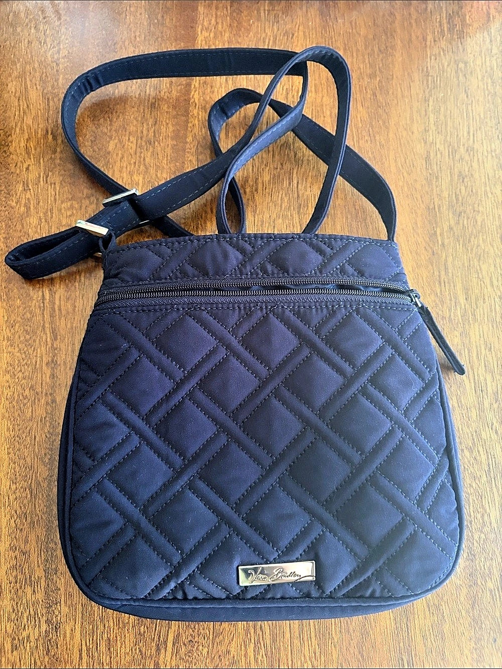 Vera Bradley Double Zip Hipster Crossbody Bag Black 8.5โ x 9โ